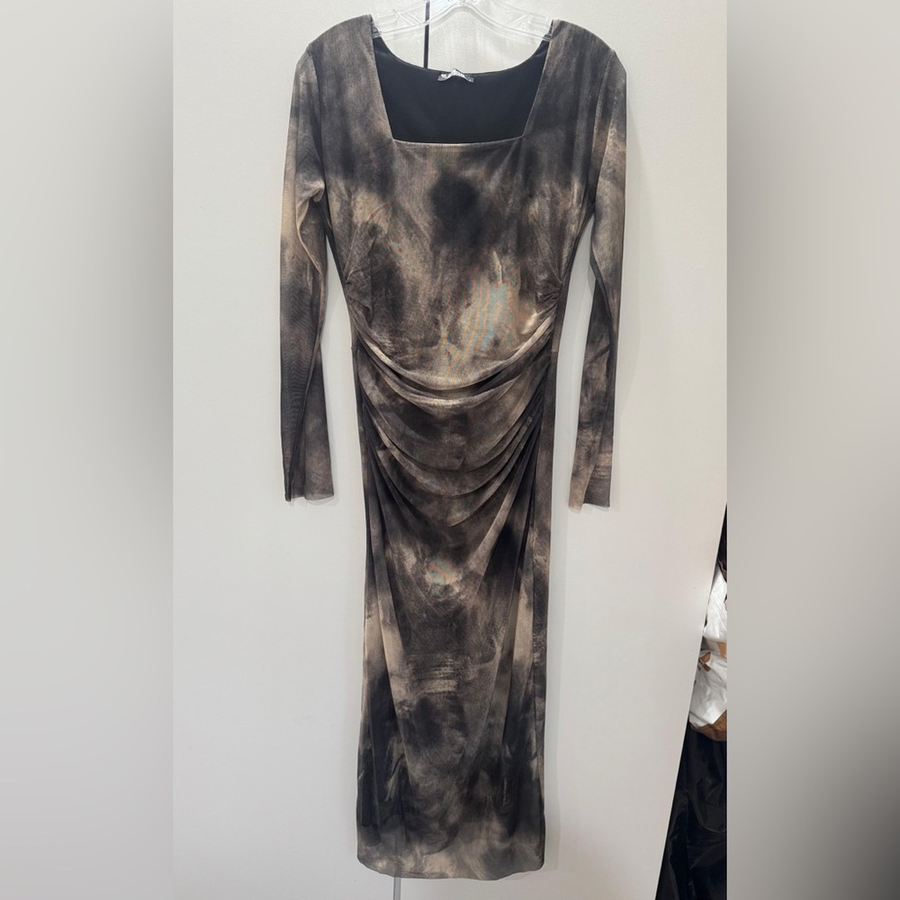 Elegant Tie-Dye Long Sleeve Dress